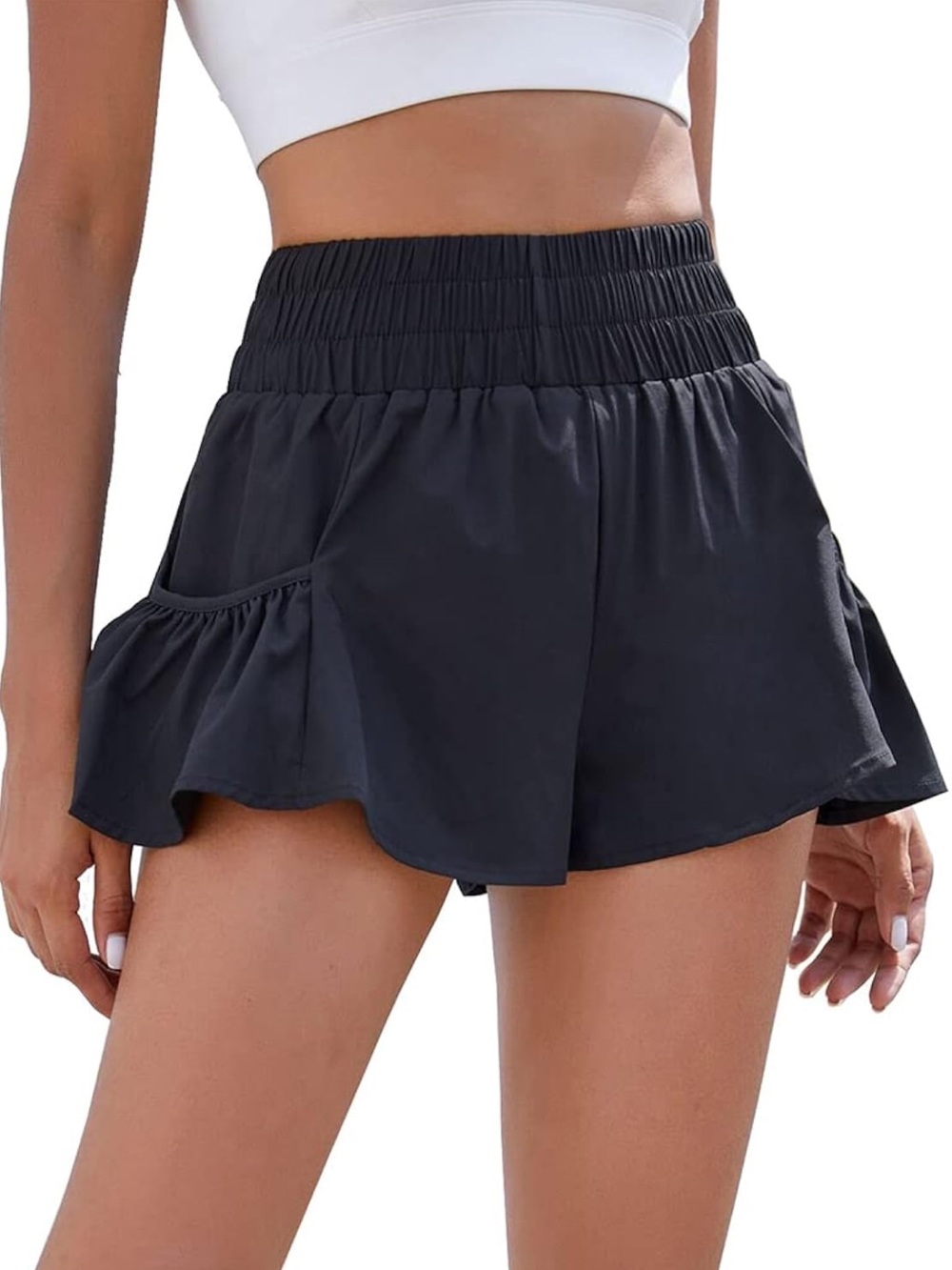 BMJL Black Ruffle Active Shorts